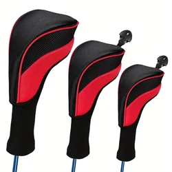 3pcs Premium Golf Headcovers Set - Perfect Fit For Driver, Fairway Wood, And Hybrid - Stylish And Durable Golf Accessory