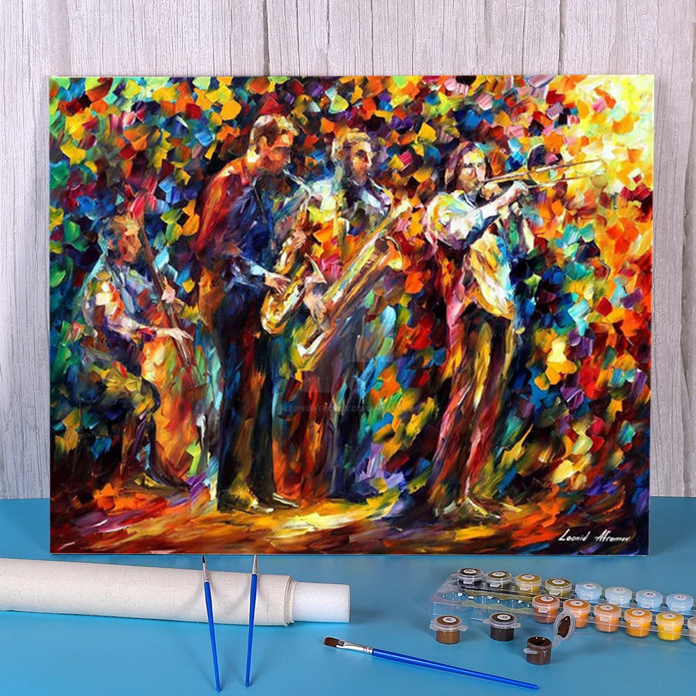 Oil Painting Style Jazz Band Coloring By Numbers Painting Kit Oil Paints 40*50 Painting On Canvas Handmade For   Wholesale