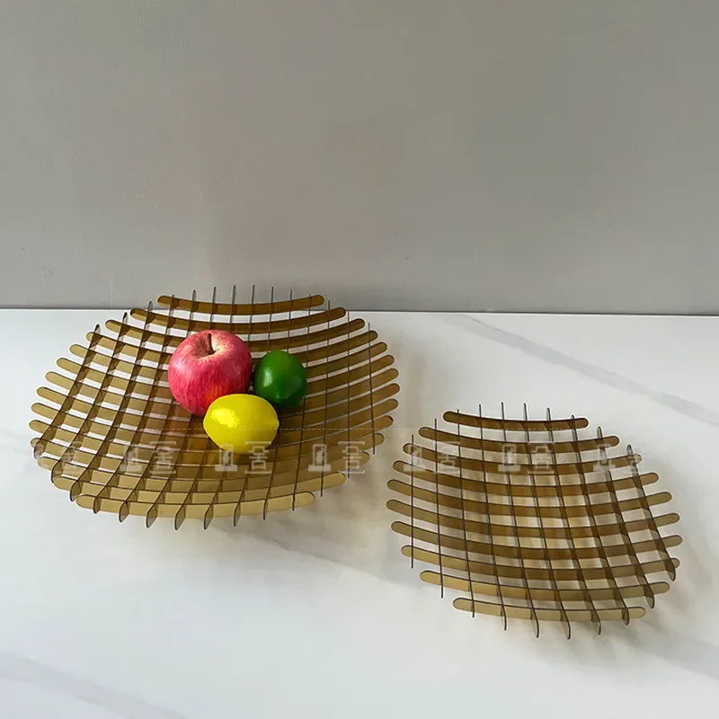 Modern Stainless Steel Mesh Fruit Tray for Living Room Coffee Table Decorative Candy Bowl Hotel Restaurant Home Ornament