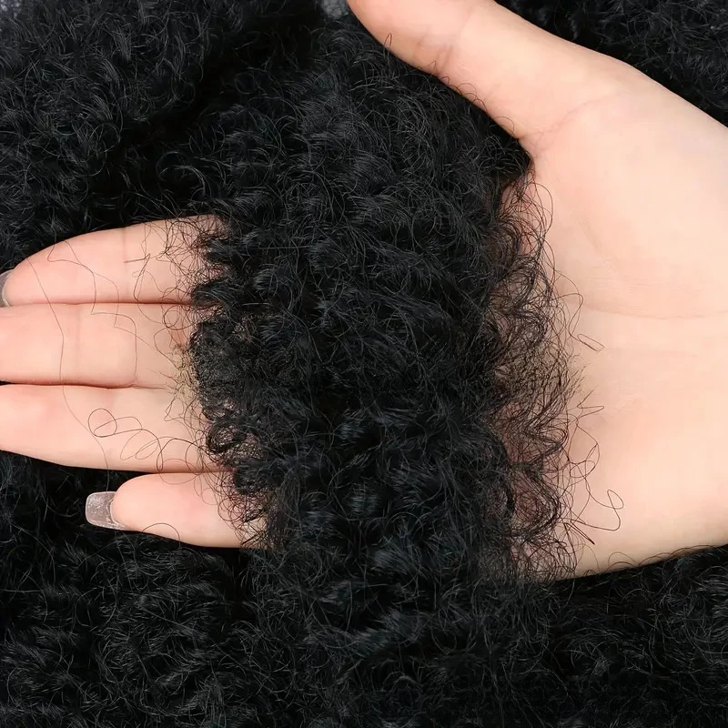 Caterpillar cordão cabelo coque rabo de cavalo sintético peruca afro kinky encaracolado peruca encaracolado africano