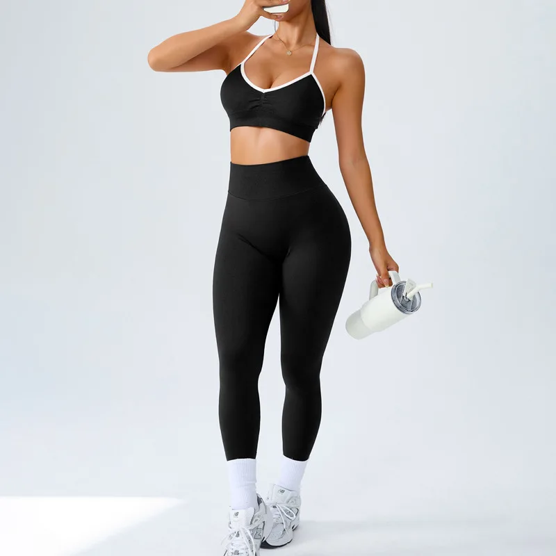 

Эластичный костюм для йоги с логотипом TEVEO и накладкой на грудь, бюстгальтер для бега без рукавов, брюки для фитнеса