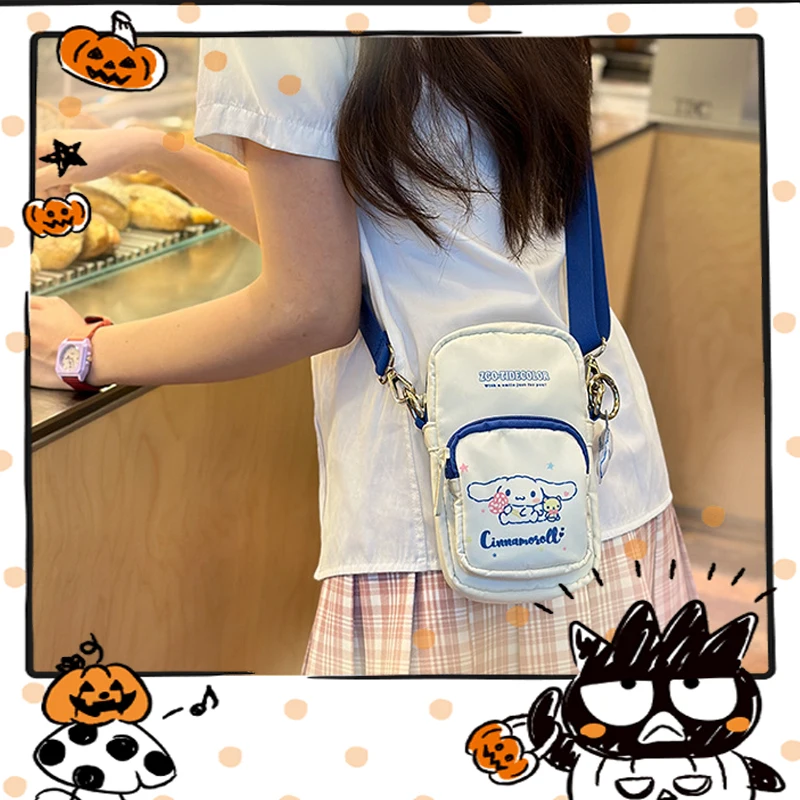 

Сумка-кроссбоди Cinnamoroll, сумка для мобильного телефона Kuromi Hello Kitty, милая мини-сумочка на одно плечо для девочек, легкий кошелек для монет