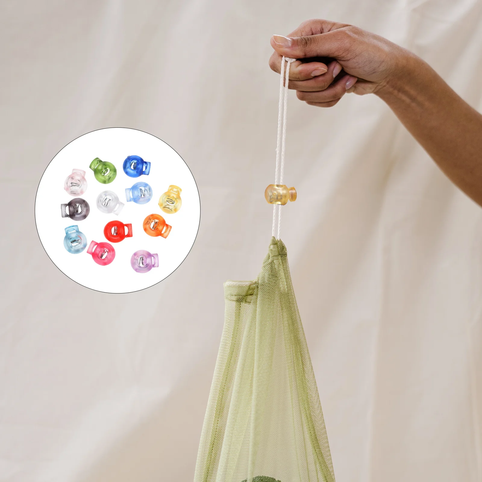 

100pcs Spring Buckle Cord Lock Mixed Color For Drawstrings Adjustable Rope Stopper Plastic Button Fastener Tool Hoodies Bags