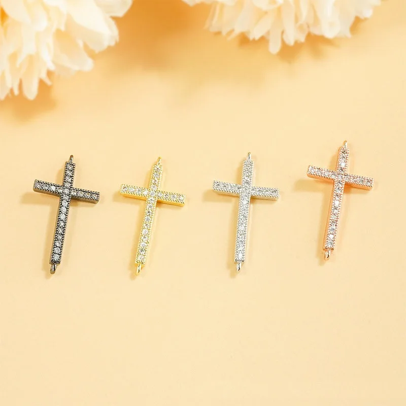 

10Pcs Natural Micro pave CZ Paved Virgin Mary Crucifix Religious Cross Pendant Charms For Necklace Jewelry Making DIY