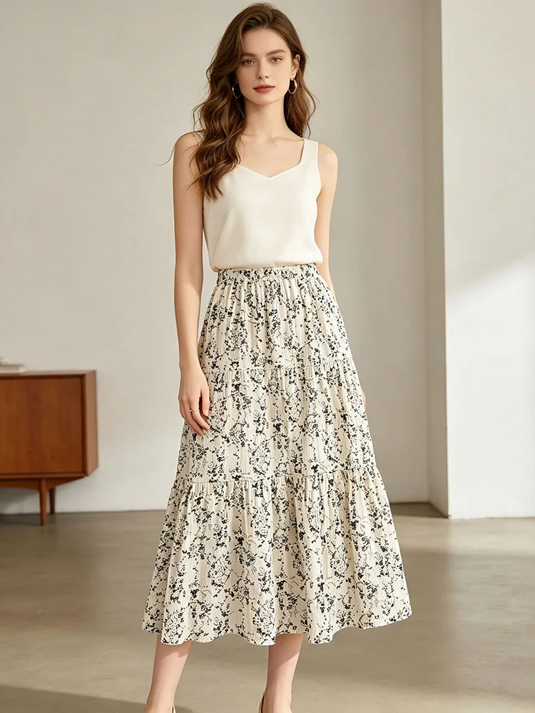 Women's High Waist Floral Print Maxi Skirt A-Line Long Skirt for Spring Summer Beach Vacation Casual Elegant Outerwear
