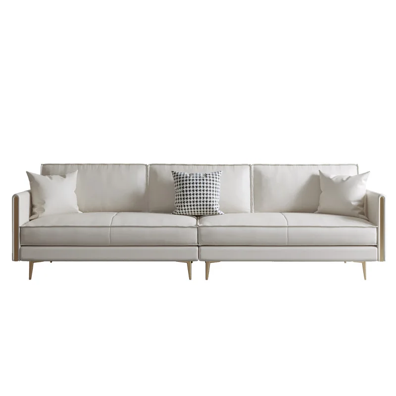 

The first layer of cowhide Nordic living room small apartment sofa Italian minimalist modern light luxury leather down