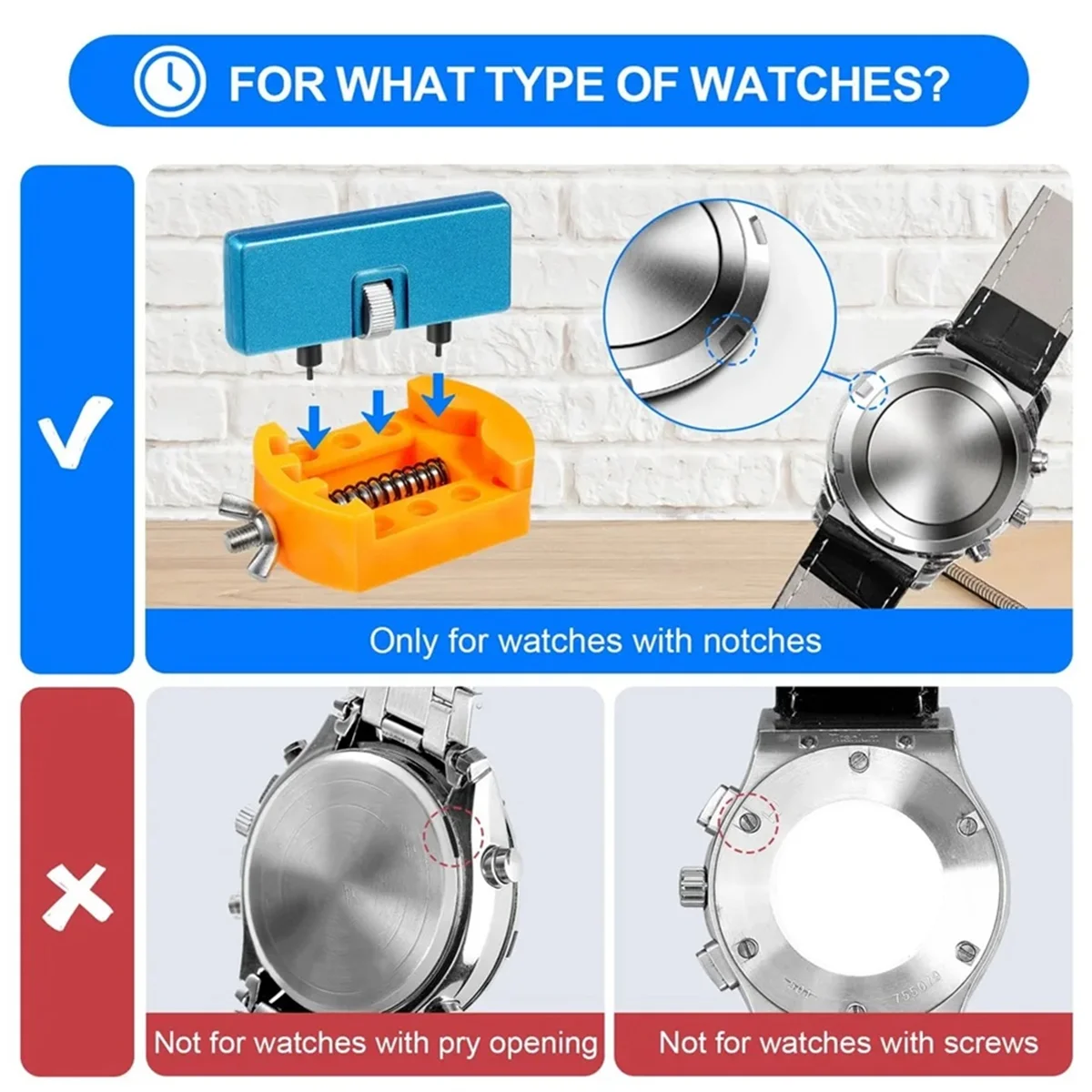 CLCUV Watchmaker Repair Tool Kit Watch Opener Wrench Back Cover Remover Opening Tools for Battery Change Watch Repair Tool