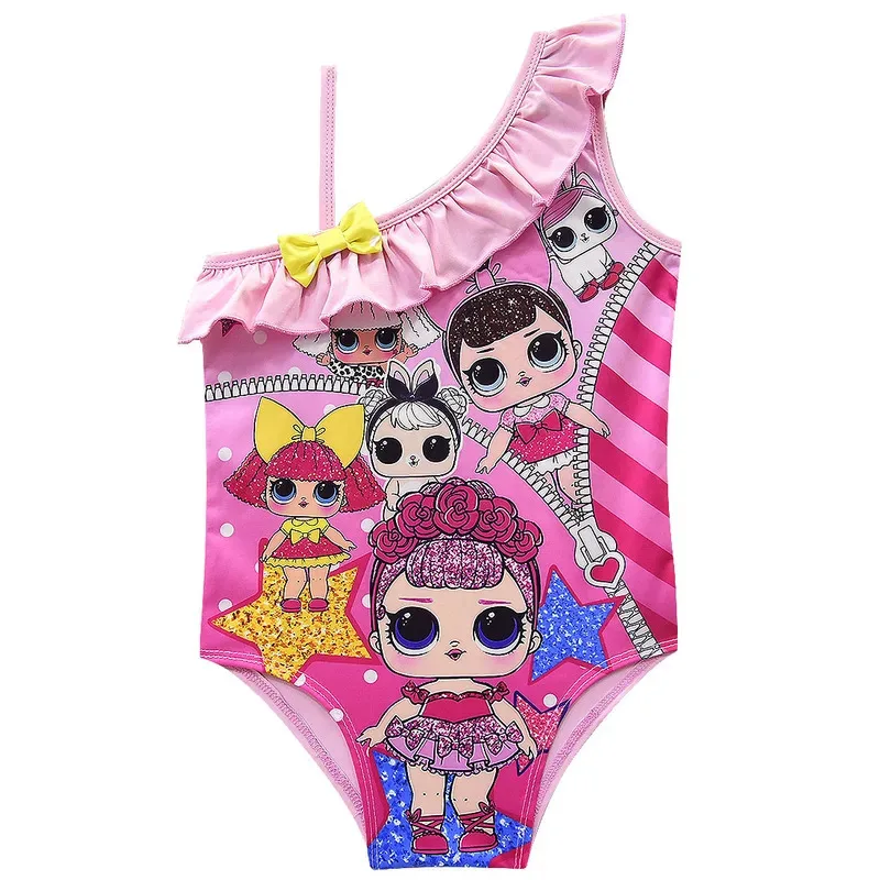 New 2025 Girls Dress Toddler Baby Dolls Cosplay Clothes Kids Cartoon Print Princess Children Summer Birthday Vestido for G☆★☆★qq