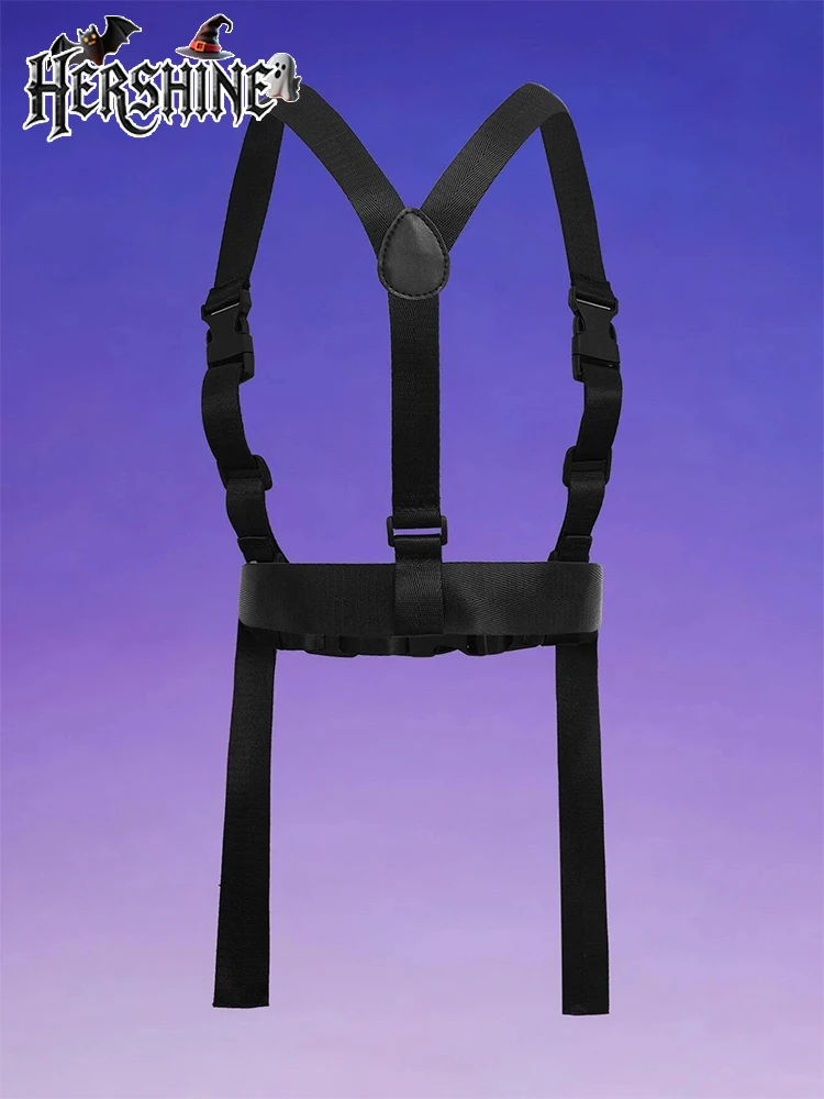 HERSHINE 1 pezzo da donna con fibbia in plastica nera, estensione bifacciale, tracolla in tela stile scuro, accessorio Y2K per Halloween