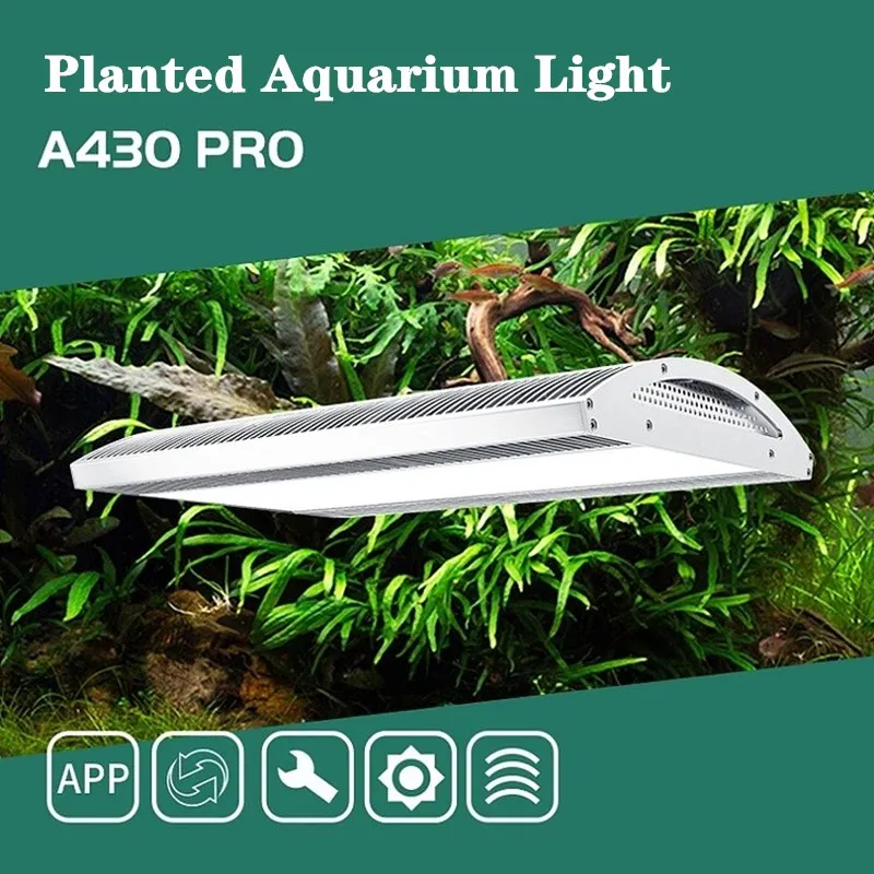 Imagem -02 - Semana-luz de Plantas Aquáticas com Controlador Bluetooth Luz Led de Aquário Espectro Total Aquário Plantado Aqua A430 Pro