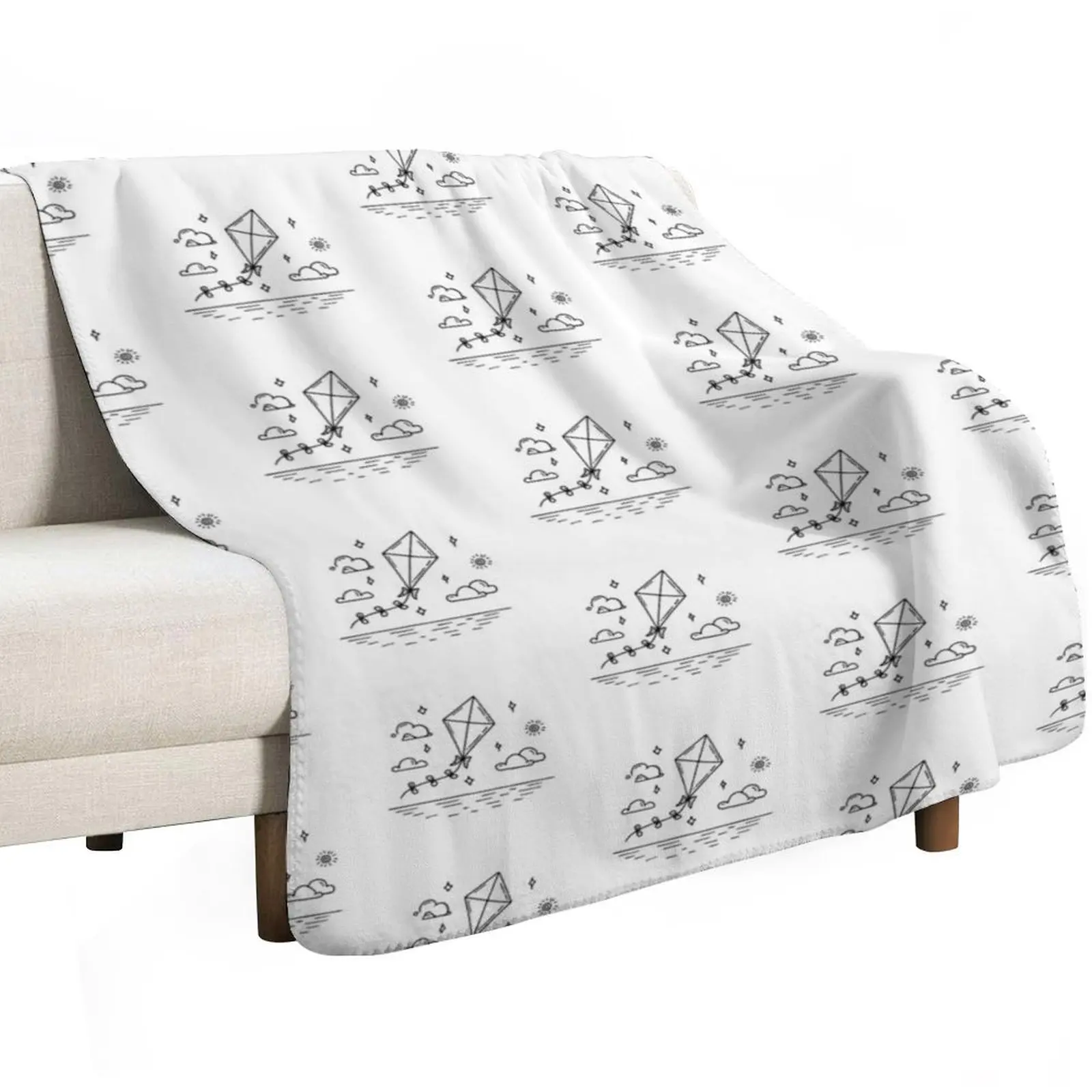 Simple drawing of a kite flying over the beach Throw Blanket Soft Big Summer Beddings Hair Designers Thins Sofa Throw Blankets