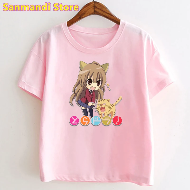 New Toradora Anime Cartoon Print Tshirt for Girls/Boys Funny Cat Graphic Kids Clothes Summer Fashion T-Shirt Harajuku Shirt Tops