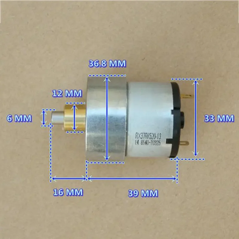 ZGB37R-520 DC 12V 18V 24V 1600RPM Micro 37mm Metal Gearbox Mini Electric Gear Motor Speed Reducer For Small Car Robot