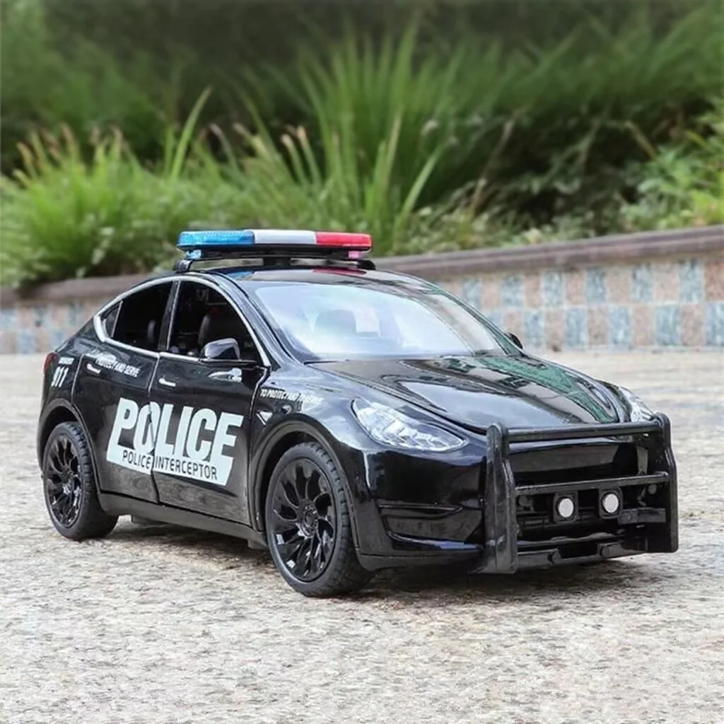 

1:24 Model Y SUV Alloy Police New Energy Car Model Diecasts Metal Off-road Vehicles Car Model Sound and Light Childrens Toy Gift