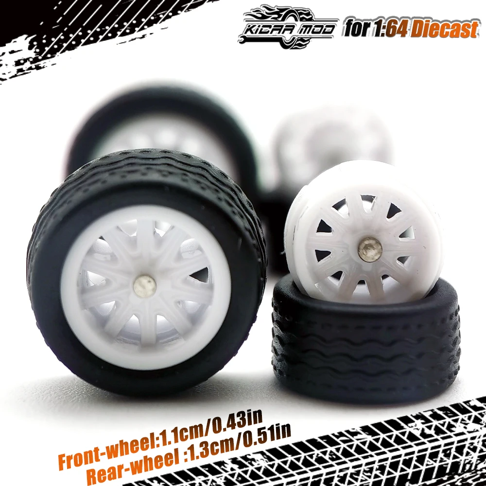 1/64 Modellauto-Räder mit abnehmbaren Gummireifen, zehn Speichen, Umbauteile für Matchbox Tomica D:11mm+13mm 1 Set – Detail 10