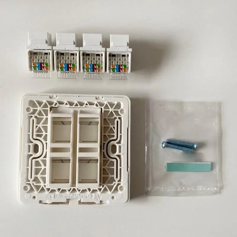 E1PF 암컷 대 여성 CAT6 RJ45 LAN 페이스 플레이트 86x86mm 인터넷 플러그 아울렛 TOOLLESS