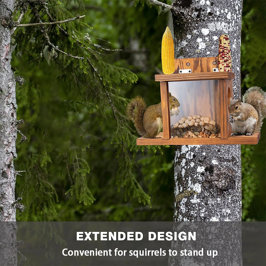 Wood Lovely Squirrel Feeder With Butterfly House Addition For Garden Beauty Wood Squirrel Feeder