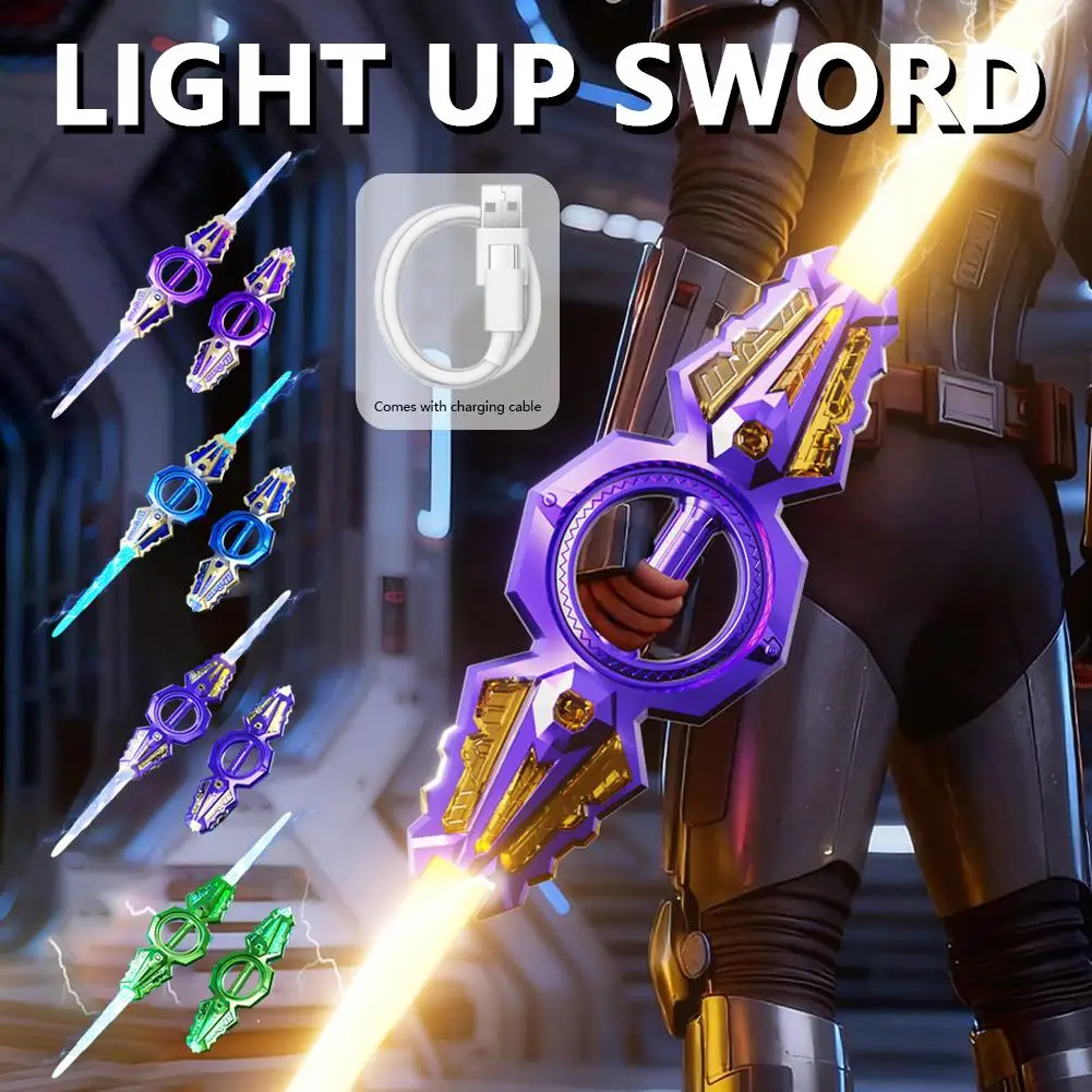 Double-Edged Lightsaber with 360° Rotating Blade 7 Colors RGB Light Up Sword for Kids Retractable Laser Sword Gift for Boys Girl