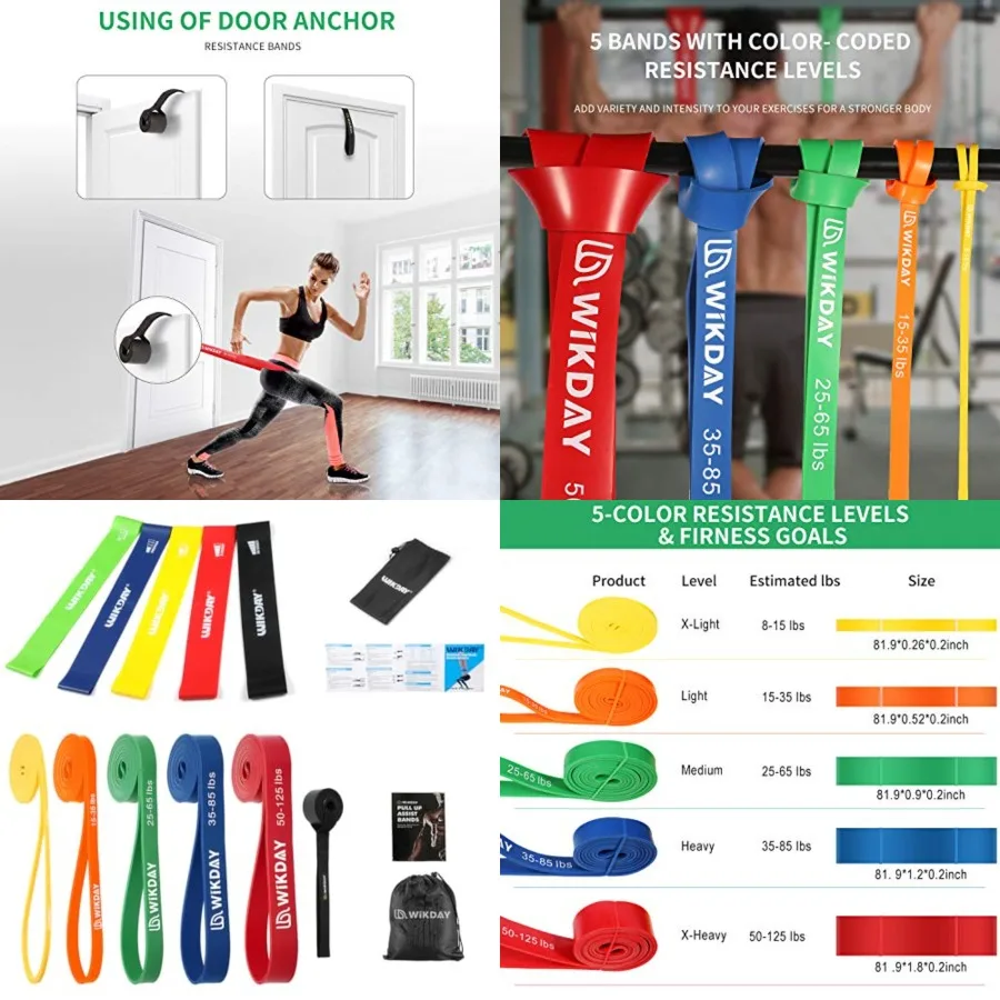 

Resistance Bands, Pull Up Bands, Workout Bands for Exercise, Thick Heavy Resistance Band Set with Door Anchor, Elastic Bands fo