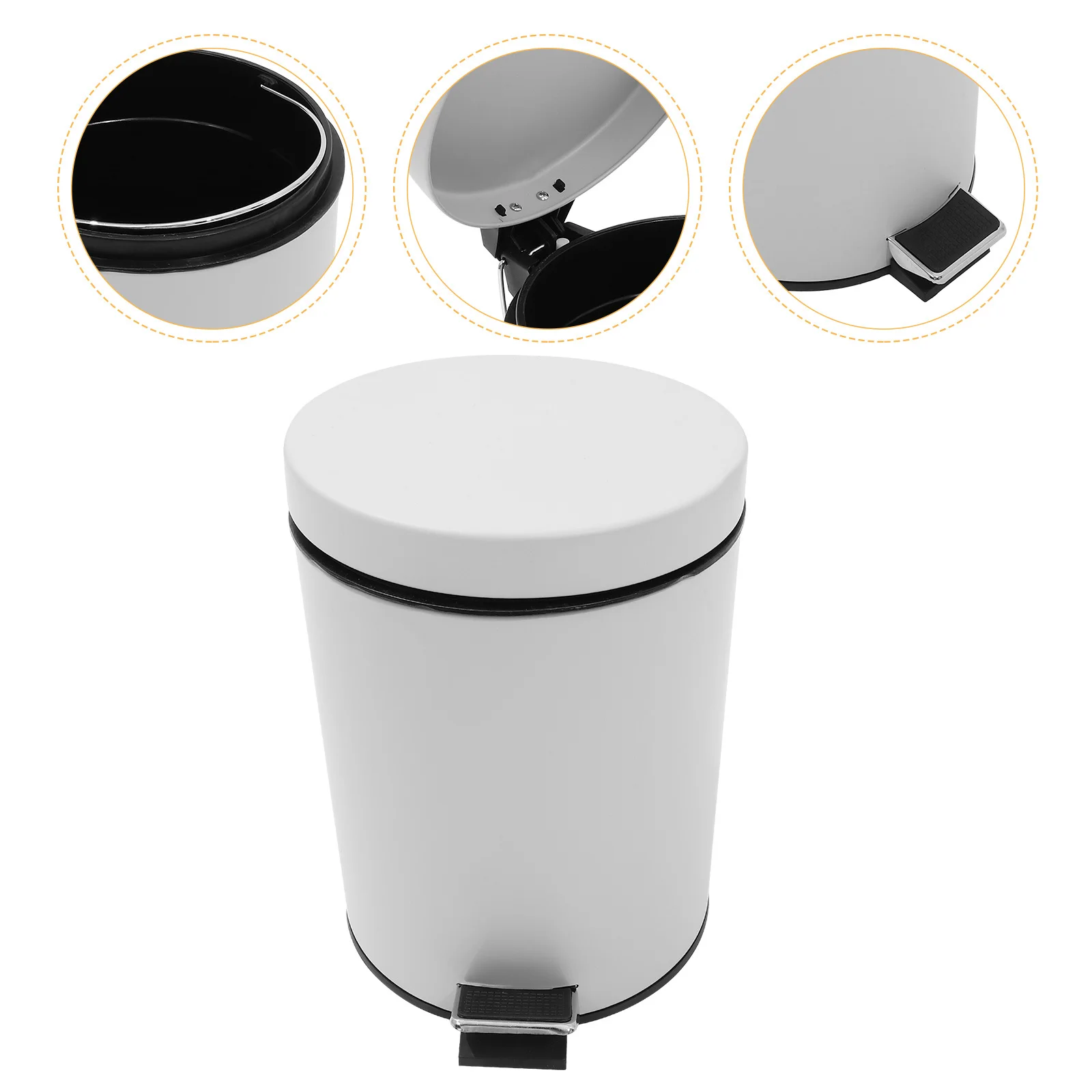 

Step-On Trash Can 5L Soft Closing Lid Low Noise Garbage Bin Household Office Waste Basket With Pedal Kitchen Bedroom Bathroom