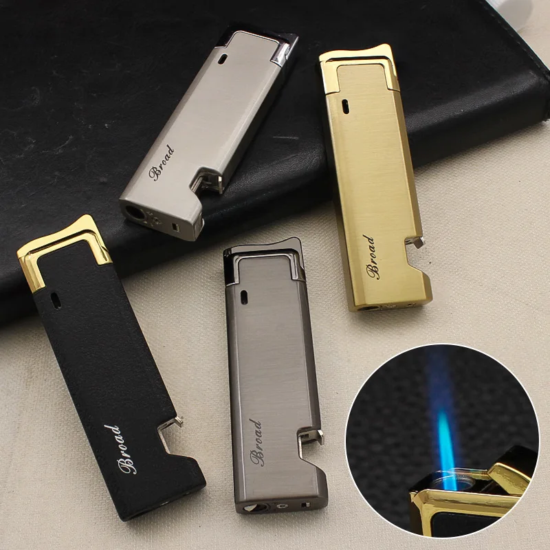 

Portable Windproof Jet Blue Flame Lighter with Bottle Opener Inflatable Butane Gas Cigarette Lighters for Smoking Accessories