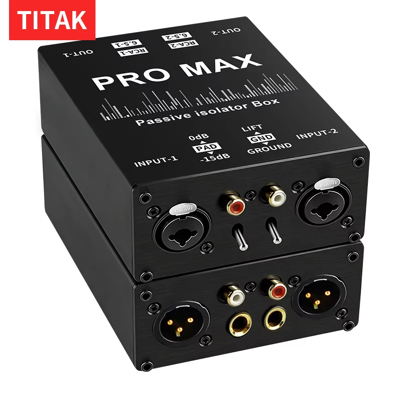 Professional 2-Channel XLR Audio Isolator Noise Filter Eliminates Current Hum for 6.5mm Mixer and Audio Interface