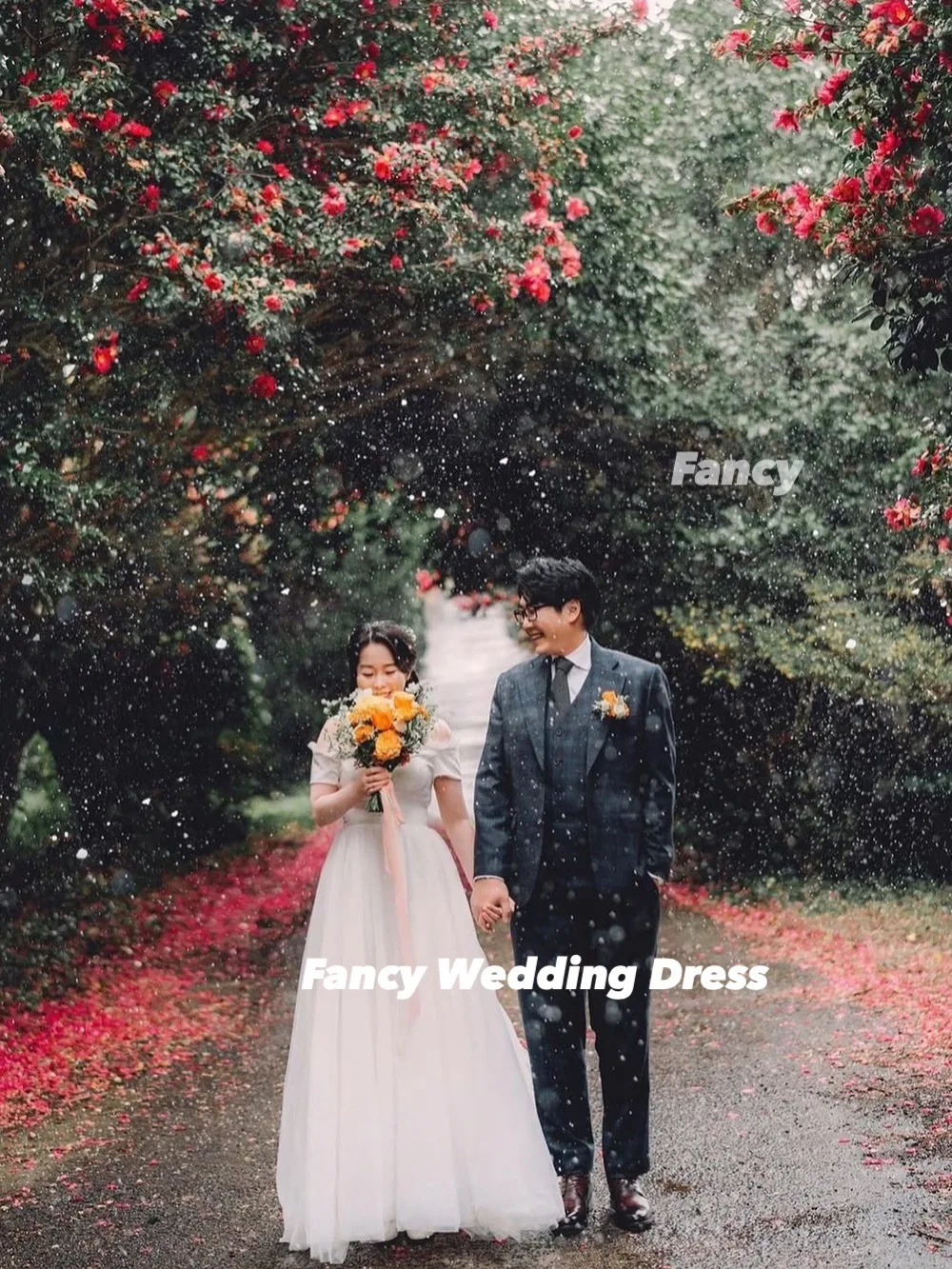 Fancy Princess Off Shoulder Wedding Dress A Line Soft Tulle Bridal Gown V Neck Korea 웨딩드레스 Customized