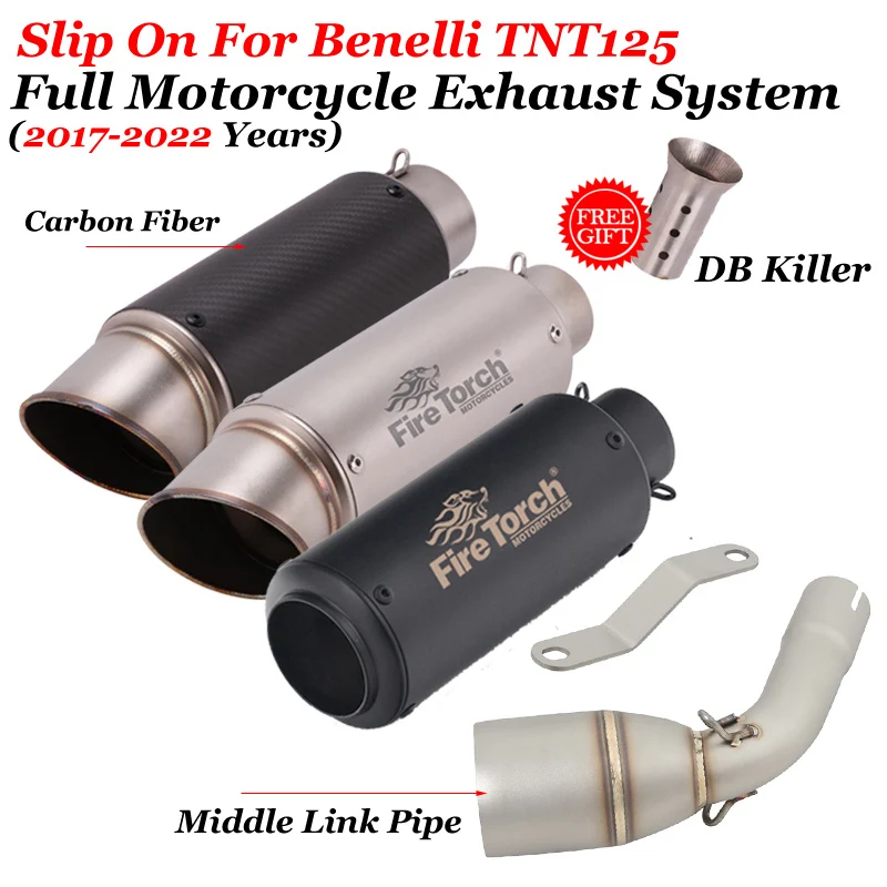 

Motorcycle GP Exhaust Escape With Middle Link Pipe Muffler Moto DB Killer Slip-On For Benelli TNT125 Tnt 125 2017 - 2022 Years