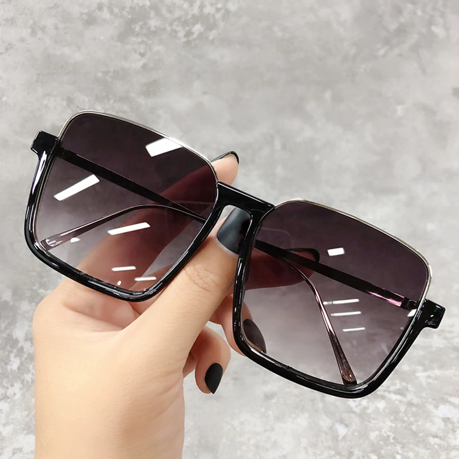 Sonnenbrille Damen 2026 – Große quadratische Fassung, luxuriöses Markendesign, Farbverlauf, Vintage-Sonnenbrille für Damen, Herren, Unisex – Detail 10