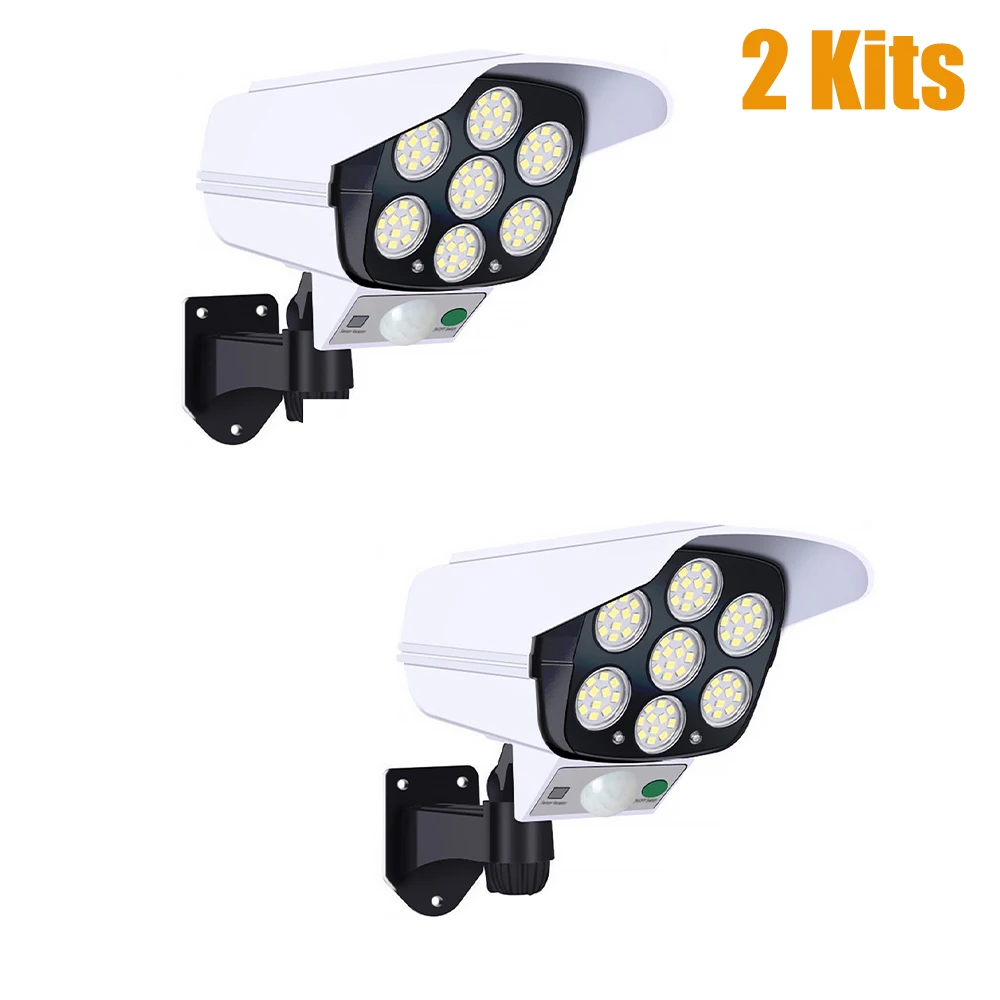 NONE 77-LED-Außen-Bewegungsmelder, Solarleuchten, Flutlicht, wasserdicht, kabellos, Dummy-Köder, gefälschte Überwachungskamera für Veranda, Garten, Terrasse 3