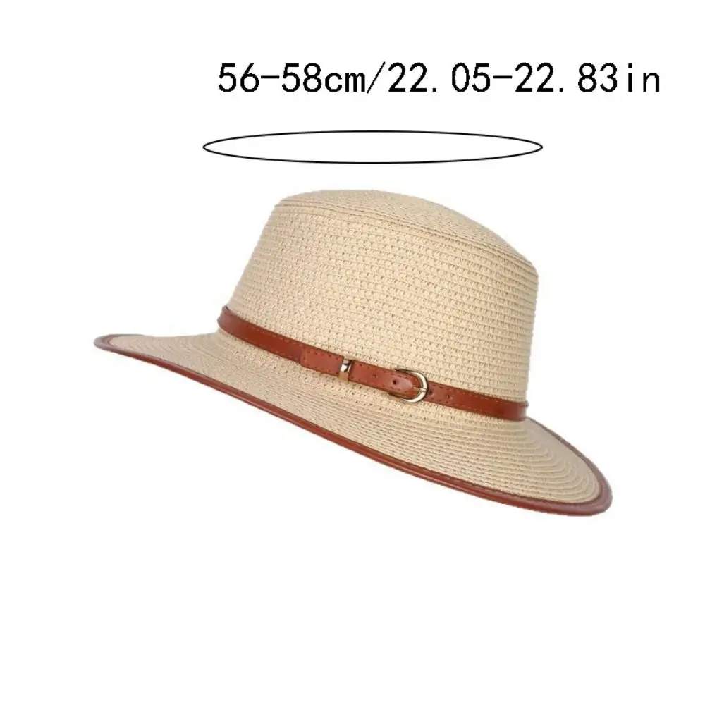 بسيطة الكورية نمط القش المنسوجة قبعة واسعة حافة مقعرة أعلى شقة قبعة رعاة البقر حافة مسطحة واقية من الشمس المرأة قبعة الشمس الربيع الصيف