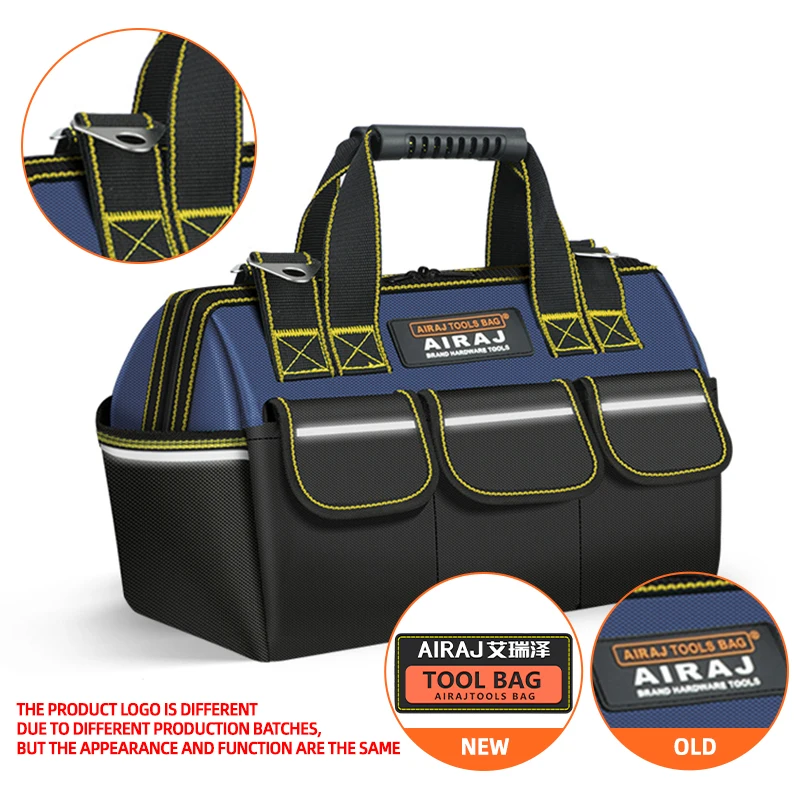 AIRAJ Multifunctional Tool Bag Oxford Cloth Waterproof Hard Bottom Storage Bag Electrician Professional Hand Tools Organizer