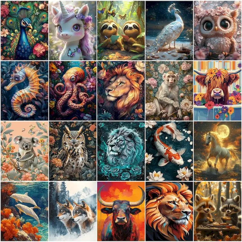 

GATYZTORY Painting By Numbers New Wild forest animals Handiwork Diy Set Artwork Picture Drawing Markers By Numbers Arts Crafts