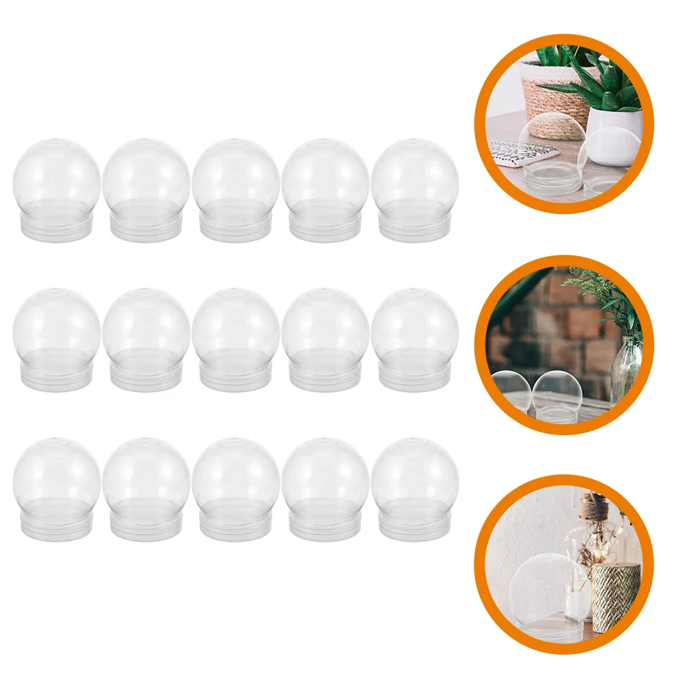 15 Pcs DIY Snow Globe Mini Round Water Globes Clear Plastic Ball Shape Fish Tank Decor