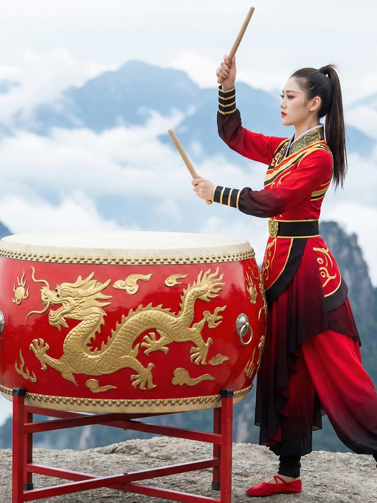 

2026 New Sle Women's Performance Costume Adult Ladies Opening Dance Waist Drum Performance Clothes Traditional Stage Outfit