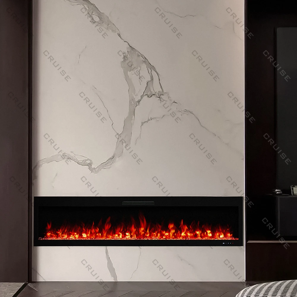 1070mm Linear LED Electric Fireplace Eco-Friendly Interior Decoration Remote Control Built-in For Household Use