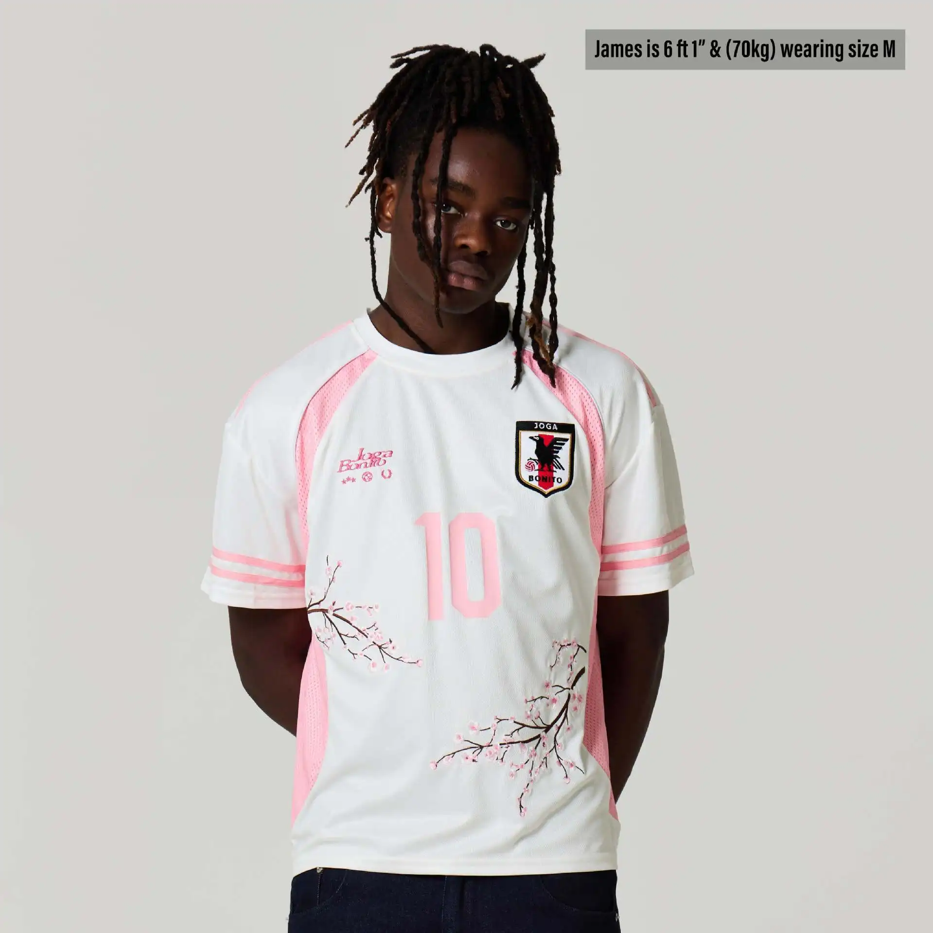 Hommes Cherry Blossom Football Jersey Manches Courtes Col Ras Du Cou Football T Shirt, Joga Bonito #10 Sport Uniforme Streetwear Tee