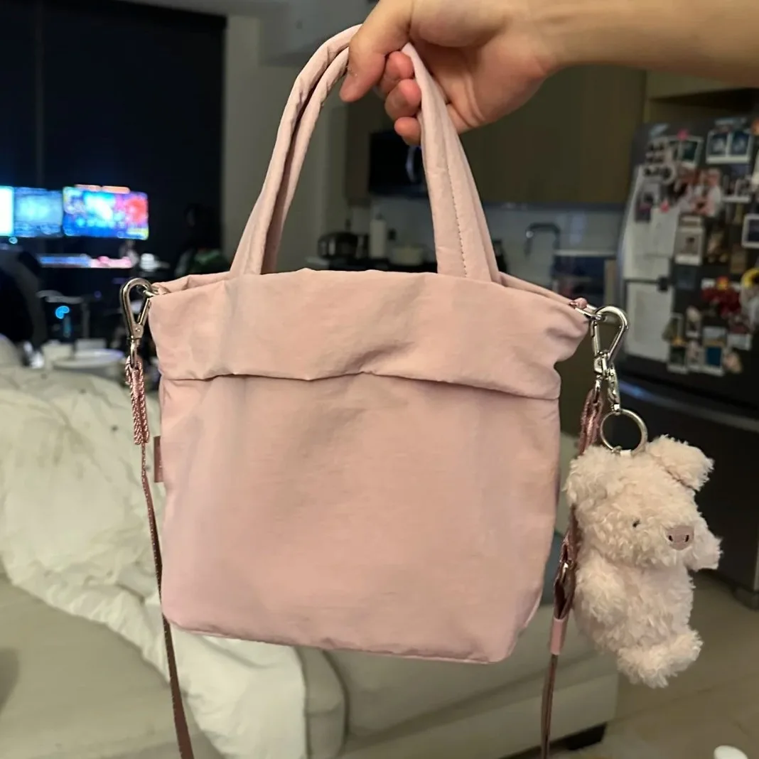 

2025 New Cute Lightweight Mist Pink Small Cloth Bag Niche Mini Handheld One Shoulder Crossbody Bag