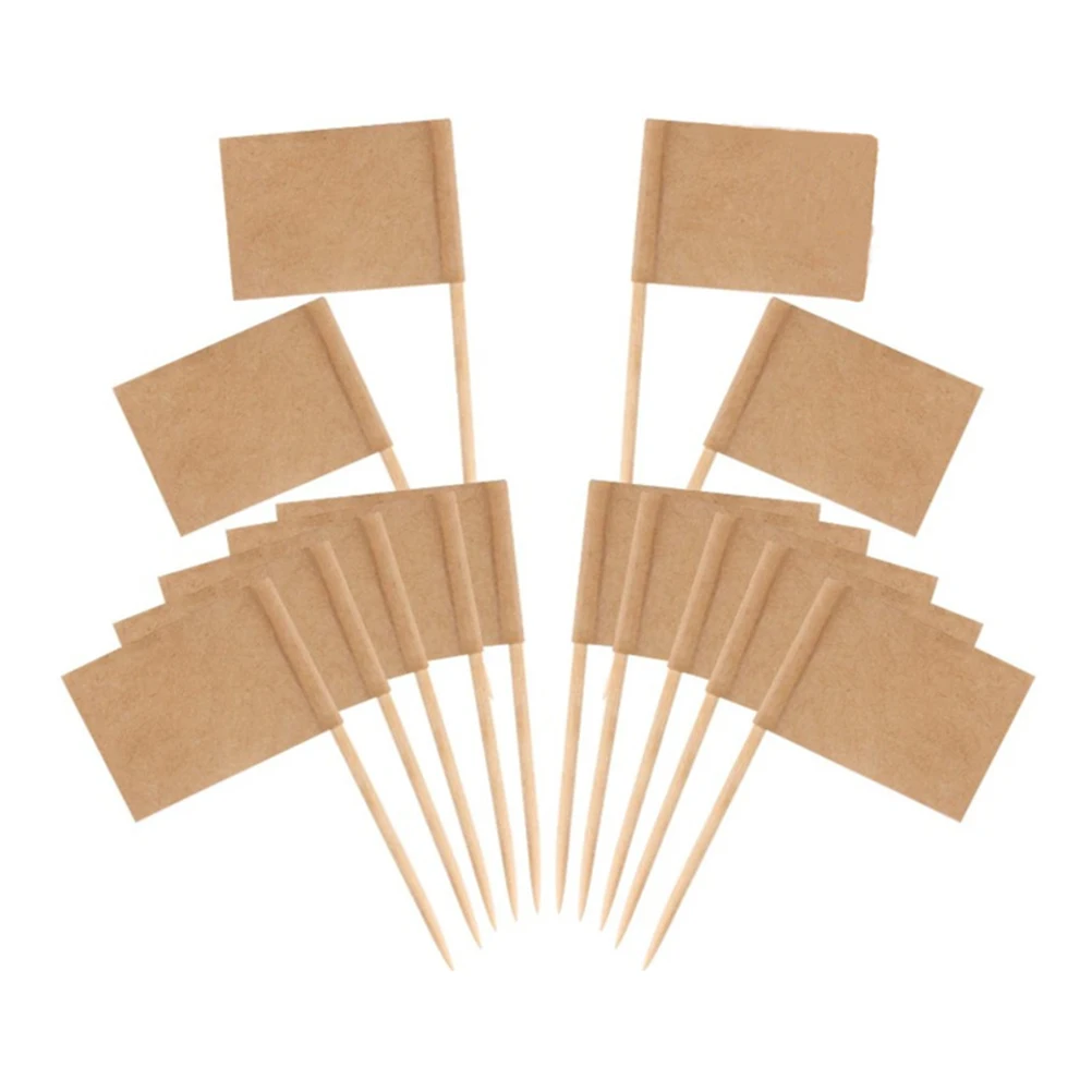 100PCS Blank Paper Toothpick Flags Cheese Markers Food Labels For Party Buffets Cheese Labels For Grill Boards Cocktail Markers