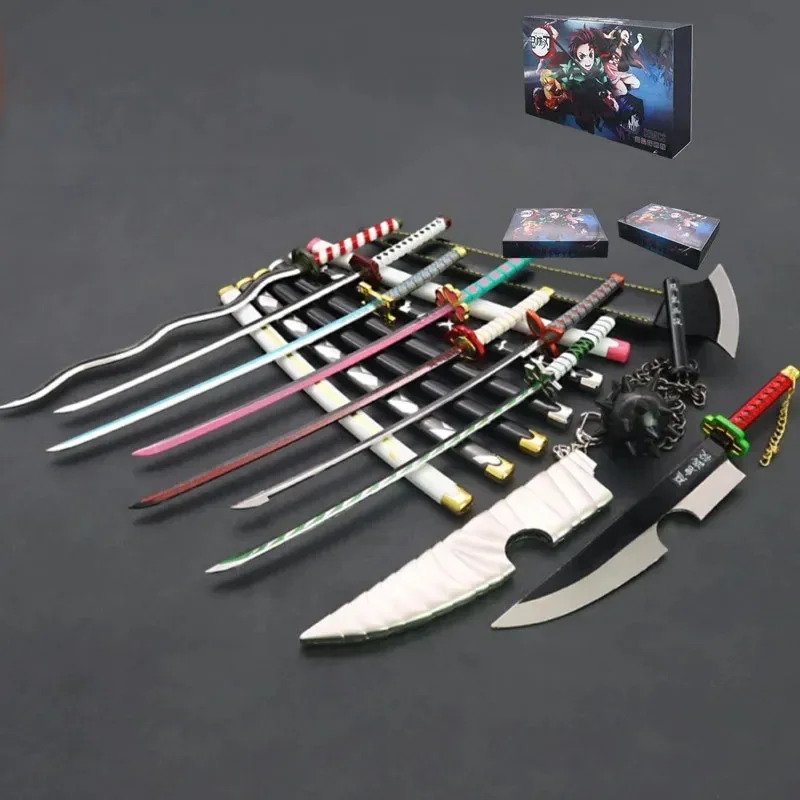 25.5cm Demon Slayer Sword Set Nichirin Blade Collection Real Steel Anime Peripheral Katana Collections Samurai Sword Gifts Toys