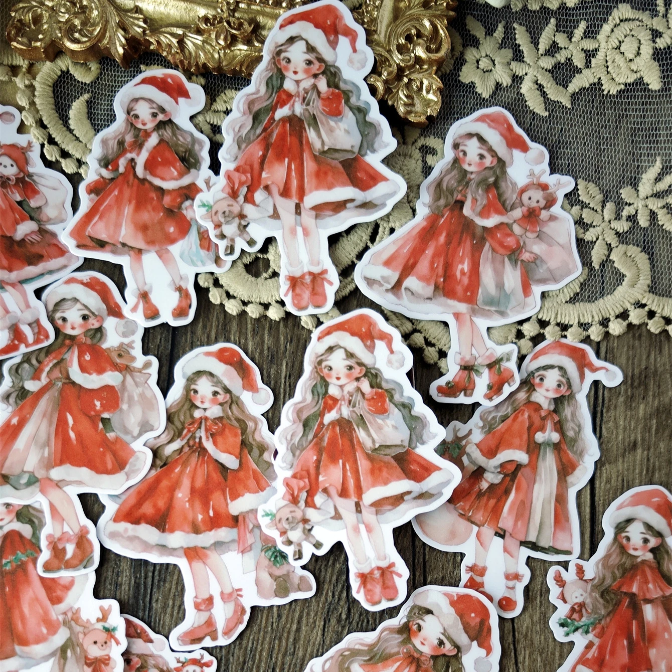 

1 компл. Милые акварельные милые рождественские наклейки для девочек для скрапбукинга/декора/творчества, фотоальбом, журнал, фотоальбом