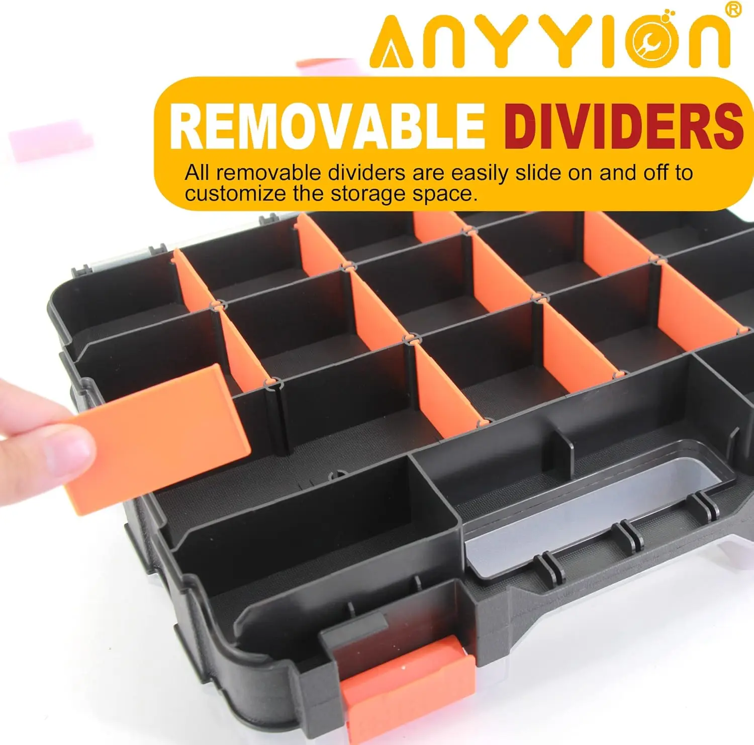 Small Parts Organizer 34-Compartments Double Side parts organizer with Removable Dividers for Screws Bolts Nails Jewelry & More