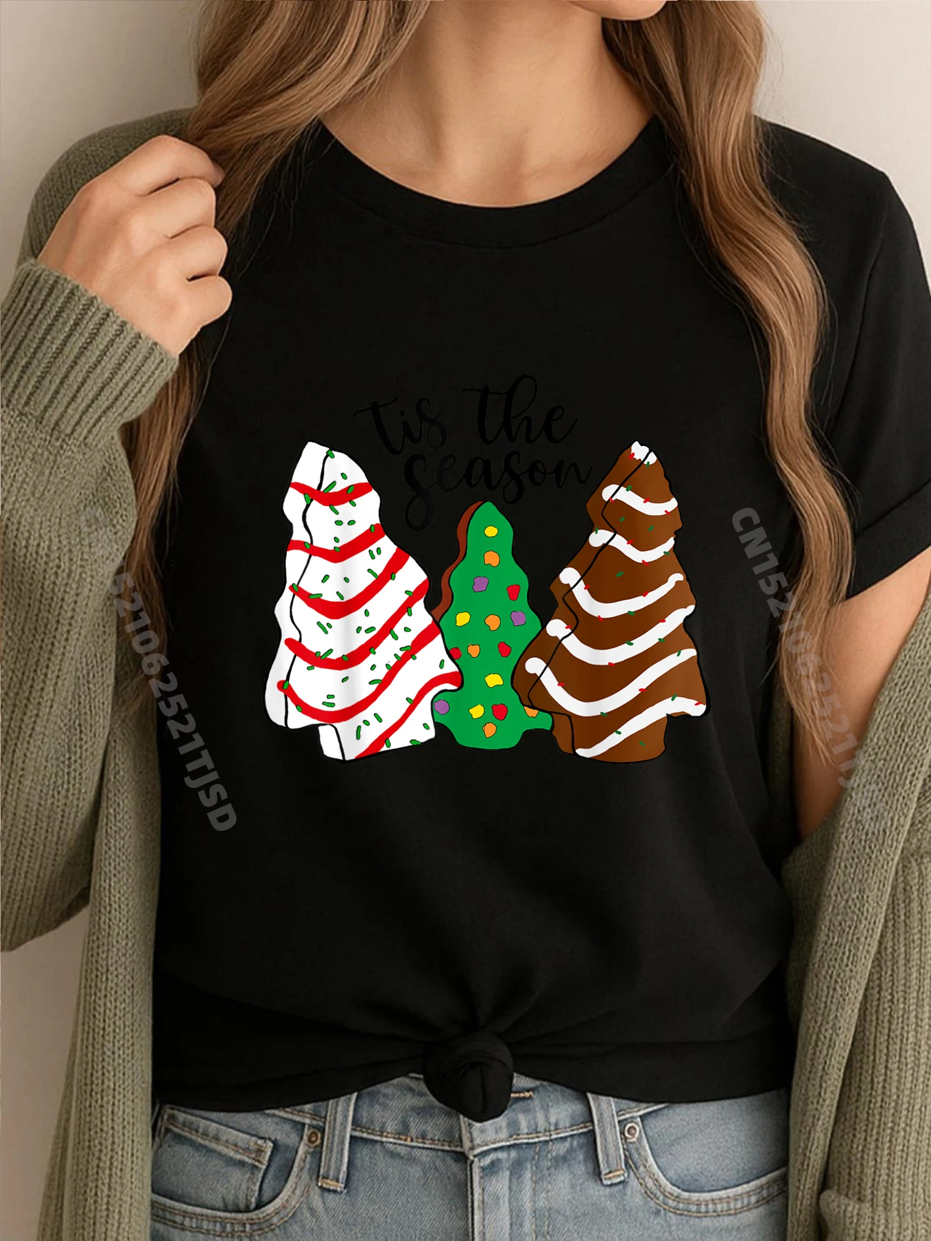 

Tis The Season Xmas Tree Cakes Debbie Рождественская мужская одежда больших размеров Распродажа с Новым годом