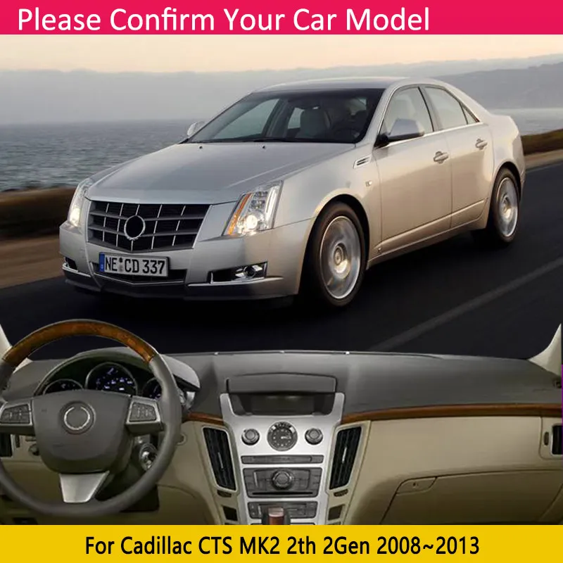 

Для Cadillac CTs MK2 2th 2Gen 2008 ~ 2013 противоскользящий коврик для приборной панели автомобиля солнцезащитный козырек на приборную панель анти-УФ-чехол автомобильные наклейки