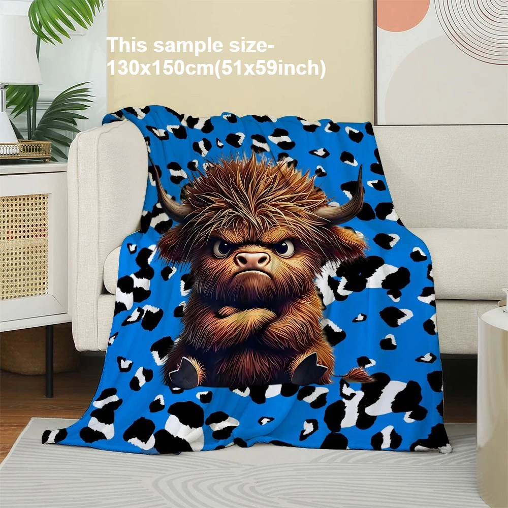 1PC Cute Highland cow Blanket Funny Cow pattern For Boys Girls Anniversary Birthday Gifts Festival Gifts Blankets all season use