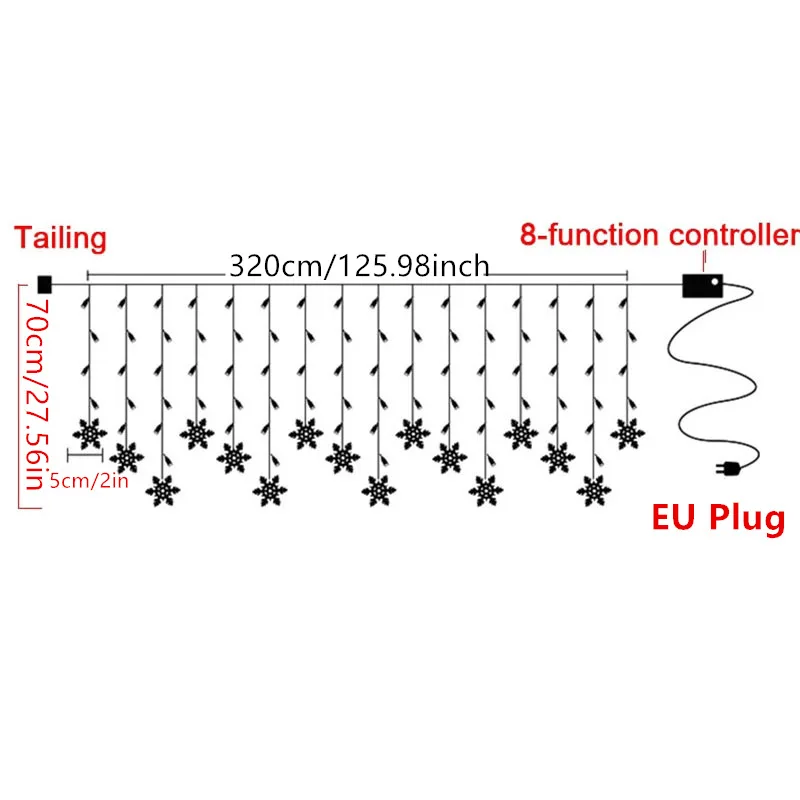 Christmas Light Led Snowflake Curtain Icicle Fairy String Lights Garland Outdoor For Home Garden New Year Party Decoration image 5