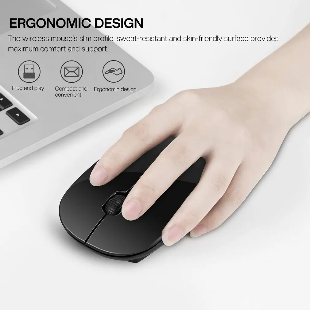 Wireless Rechargeable Mouse for Laptop Computer PC,  Slim Mini Noiseless Cordless Mouse, 2.4G Mice for Home/Office