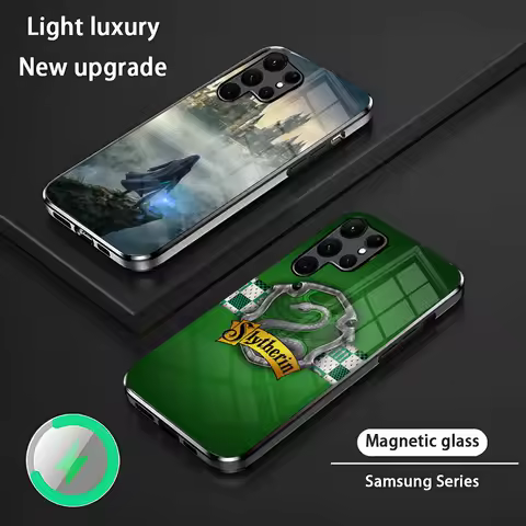 Potters H-Harrys Phone Case For Samsung S24 S23 S22 S21 S20 Plus Ultra Note20 Glass Magnetic Phone Case