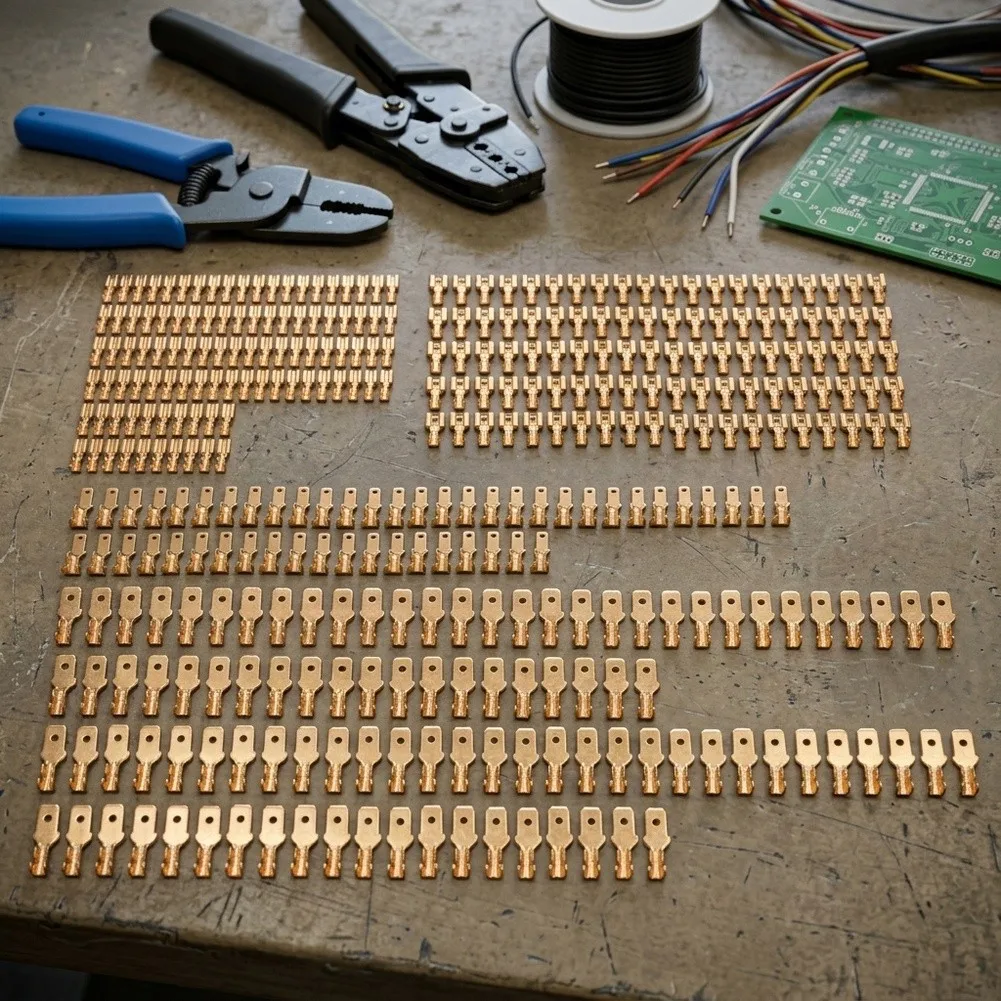 Insulated Terminal Kit for 2.8mm 4.8mm 6.3mm Sizes Cold Press Brass Connectors Electrical Wiring Automotive Maintenance