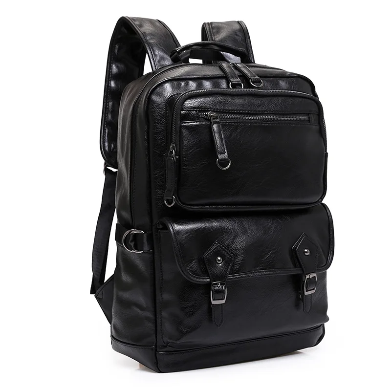 2023 New Men Backpacks Fashion High Quality Leather Male Korean Student Backpack Boy Business Laptop School Computer Bags